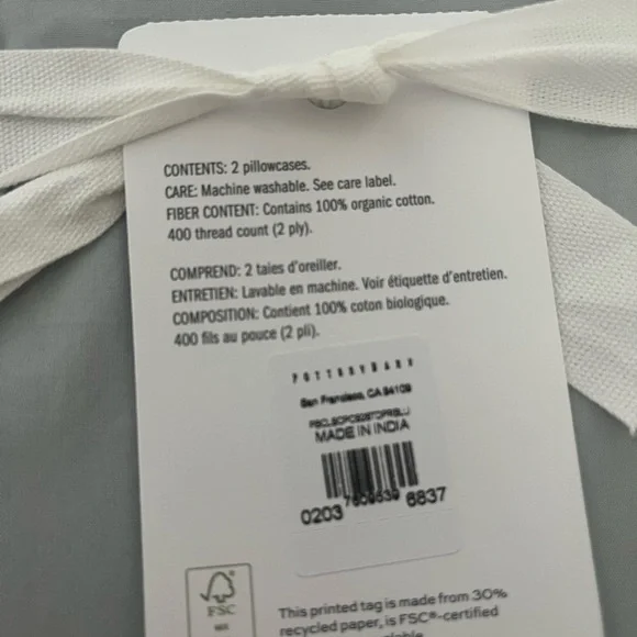 Pottery Barn Classic Gray Pillowcase Set - Picture 2 of 4